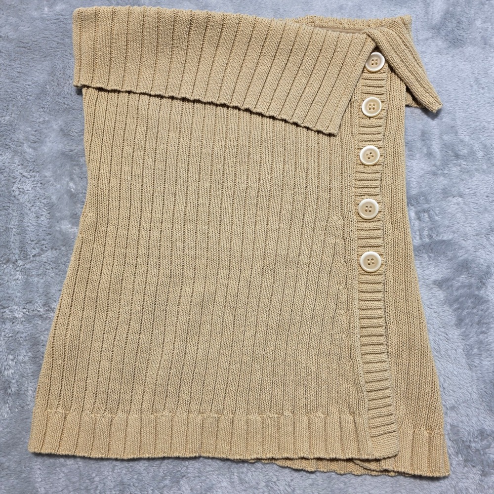 & Other Stories Women S Tan Knit Sweater Tube Top Ribbed Side Button Detail